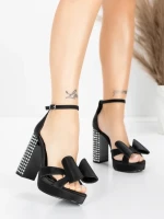 Sandale Dama cu Toc Gros si Platforma 5KV72 Negru | Mei » Reina.Ro