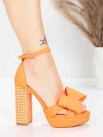 Sandale Dama cu Toc Gros si Platforma 5KV72 Portocaliu |... » Reina.Ro