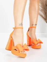 Sandale Dama cu Toc Gros si Platforma 5KV72 Portocaliu |... » Reina.Ro