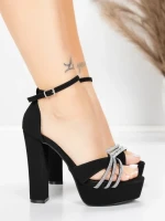 Sandale Dama cu Toc Gros si Platforma 5KV73 Negru | Mei » Reina.Ro
