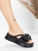 Papuci Dama cu Talpa Joasa TP637-1 Negru | Formazione » Reina.Ro