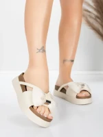 Papuci Dama cu Talpa Joasa TP637-1 Crem | Formazione » Reina.Ro