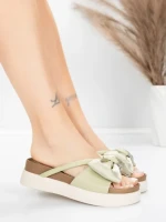 Papuci Dama cu Talpa Joasa TP637-1 Verde | Formazione » Reina.Ro