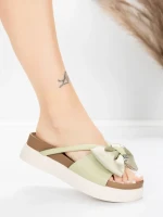 Papuci Dama cu Talpa Joasa TP637-1 Verde | Formazione » Reina.Ro