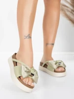 Papuci Dama cu Talpa Joasa TP637-1 Verde | Formazione » Reina.Ro
