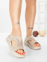 Sandale Dama cu Talpa Joasa 5GS29 BEIGE | MEI