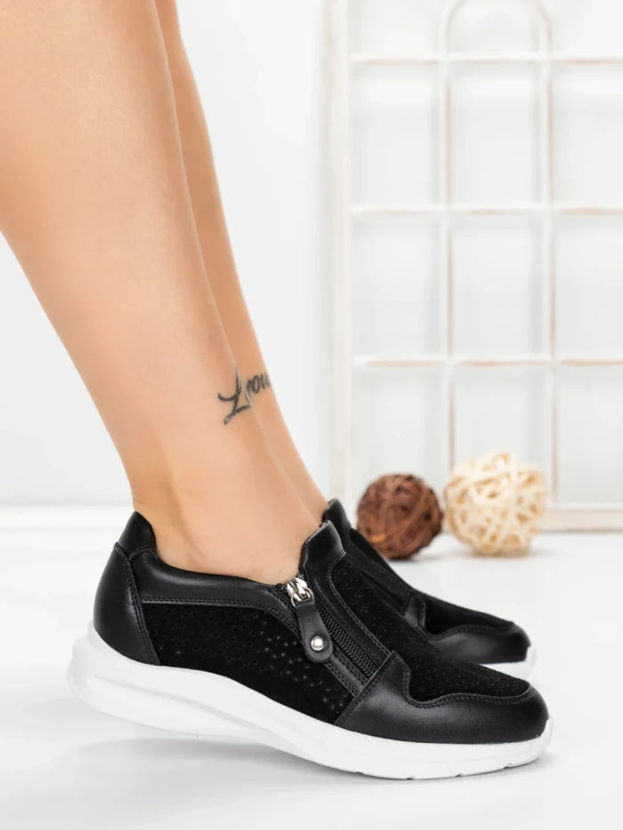 Pantofi Casual Dama din piele naturala CS07 BLACK | FRANCO GERARDO