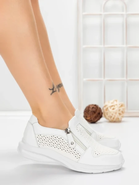 Pantofi Casual Dama din piele naturala CS07 WHITE | FRANCO GERARDO