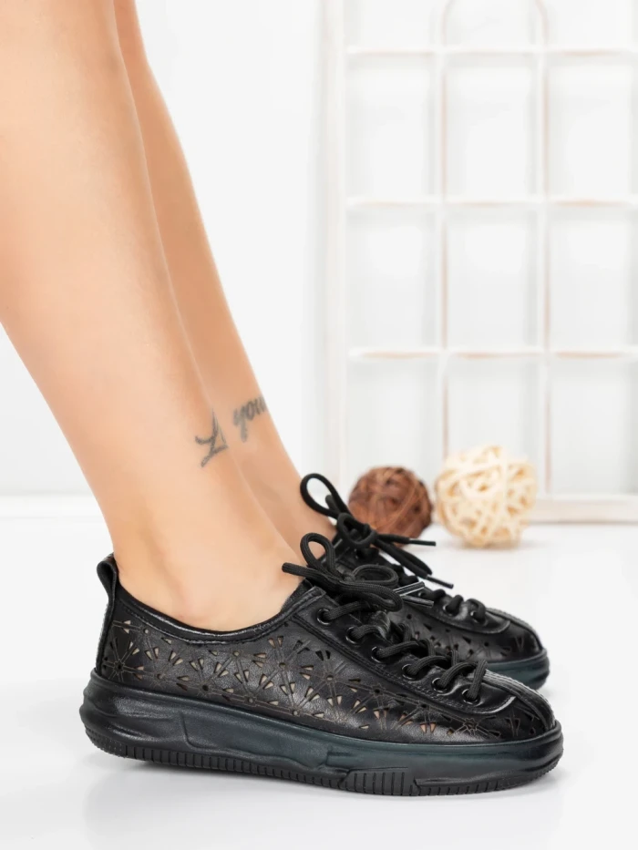 Pantofi Casual Dama din piele naturala 98088 BLACK | FORMAZIONE