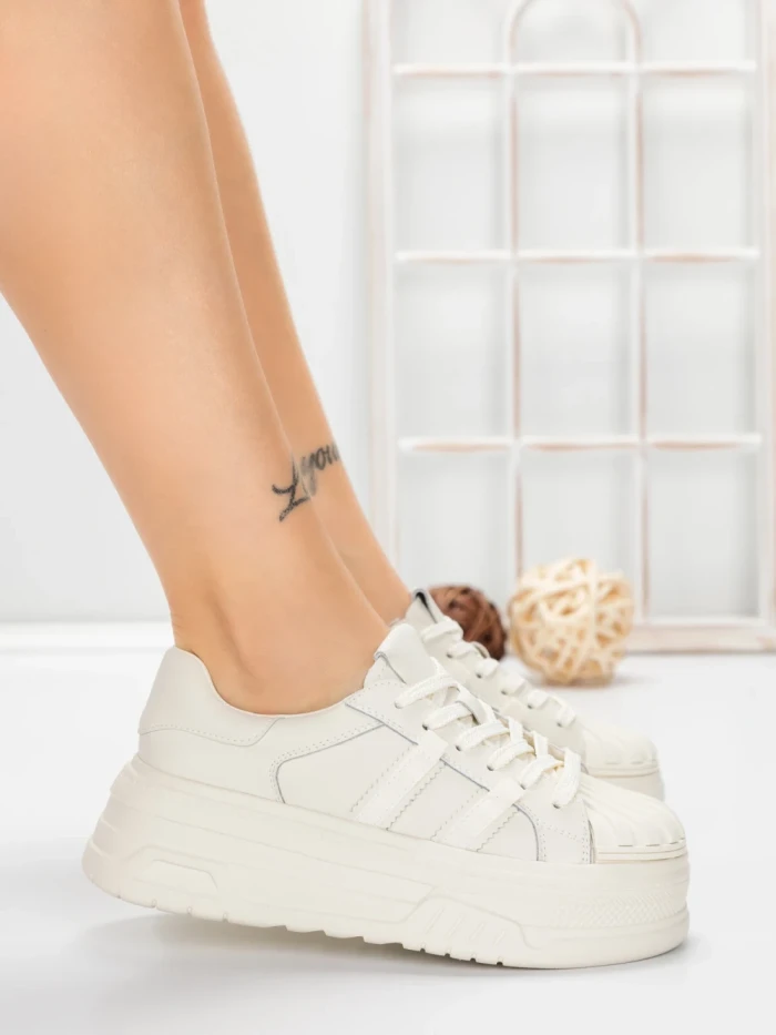 Pantofi Sport Dama din piele naturala P58023 WHITE | BERLINER