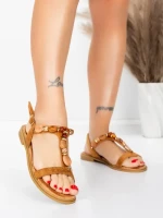 Sandale Dama cu Talpa Joasa 5WH70 CAMEL | MEI