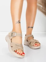 Sandale Dama cu Talpa Joasa 5GS37 BEIGE | MEI