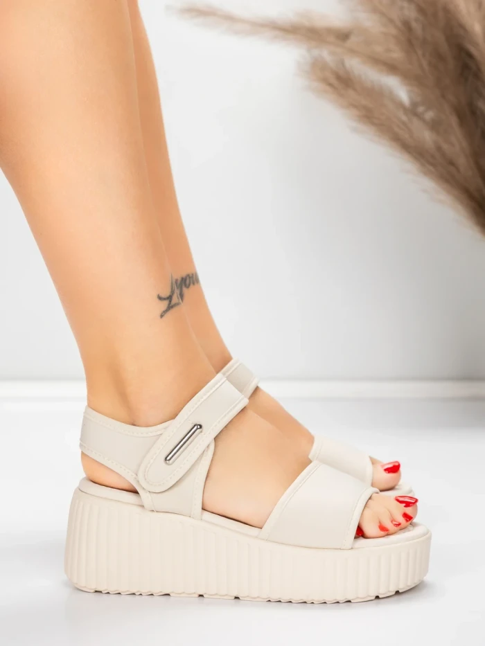 Sandale Dama cu Platforma 5GS56 OFF WHITE | MEI