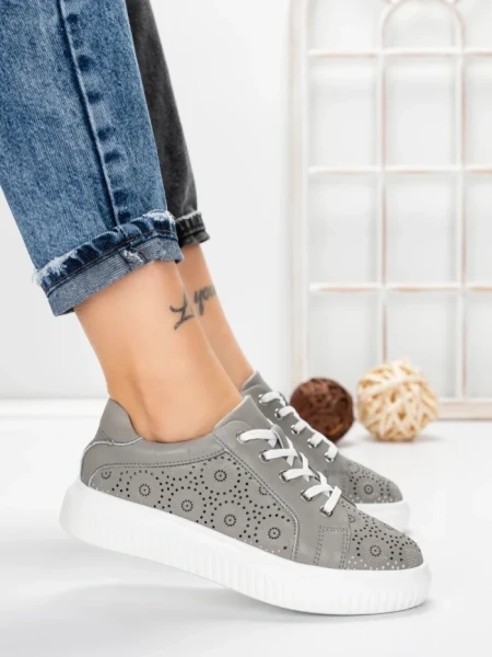 Pantofi Casual Dama din piele naturala KD87983 GREY | BERLINER