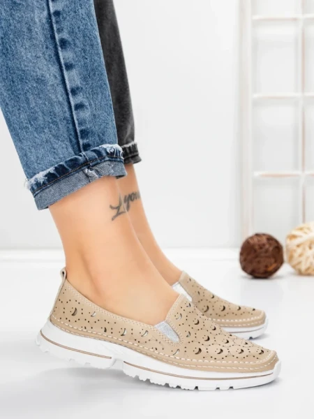 Balerini Dama din piele naturala K242-4 APRICOT | GALLOP