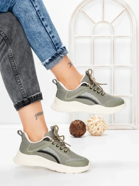 Pantofi Sport Dama din piele naturala 66916-5 KHAKI | STEPHANO