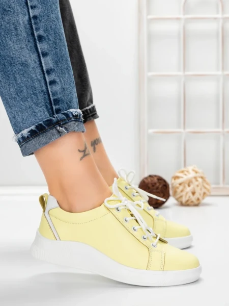 Pantofi Casual Dama din piele naturala K243-1 YELLOW | GALLOP