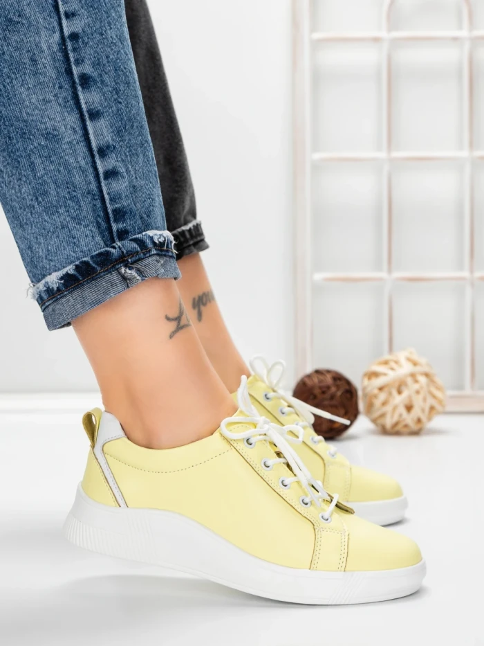 Pantofi Casual Dama din piele naturala K243-1 YELLOW | GALLOP