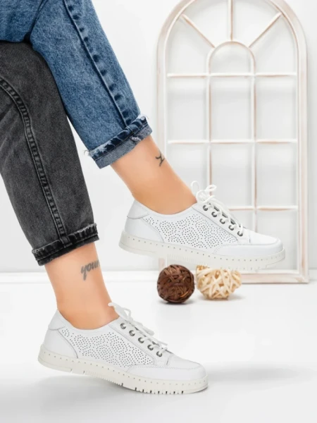 Pantofi Casual Dama din piele naturala K251-1 WHITE | GALLOP