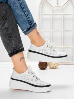 Pantofi Casual Dama din piele naturala K244-1 WHITE | GALLOP