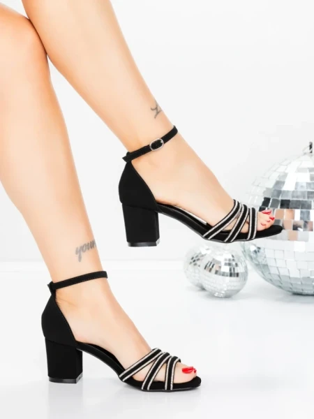 Sandale Dama cu Toc Gros 5XKK99 BLACK | MEI
