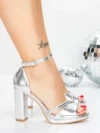 Sandale Dama cu Toc Gros 5XKK101 SILVER | MEI