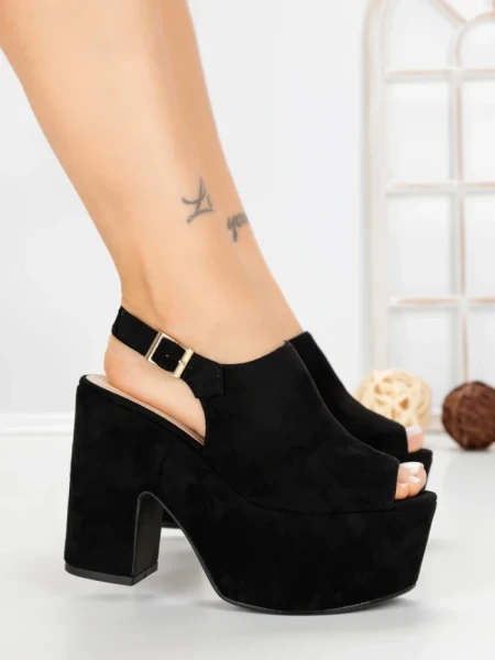 Sandale Dama cu Toc Gros si Platforma 8263N NEGRO | STEPS HIGHER