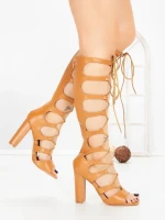 Sandale Dama cu Toc Gros 787K-7 CAMEL | CINK ME