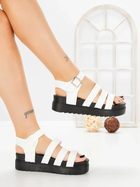 Sandale Dama cu Platforma 98-142 WHITE | VIVIRICH