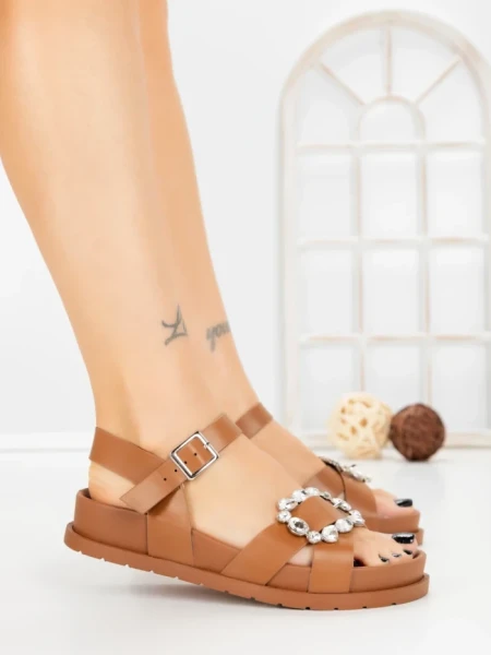 Sandale Dama cu Talpa Joasa F52 BROWN | L.DAY