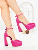 Pantofi cu Toc gros si Platforma LD-1167 FUCHSIA | L.DAY