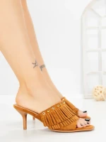 Papuci Dama cu Toc Subtire L6-95-3 CAMEL | ABLOOM