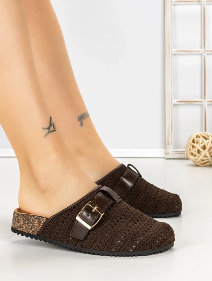 Papuci Dama cu Talpa Joasa 5LE36 BROWN | MEI