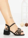 Sandale Dama cu Toc Gros AA-22 BLACK | EMAS