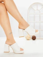 Papuci Dama cu Toc DD-201 WHITE | EMAS