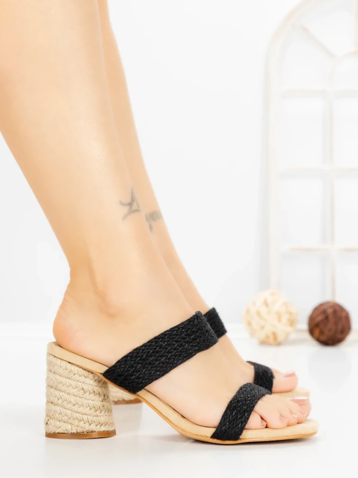 Papuci Dama cu Toc P-8986 BLACK | EMAS