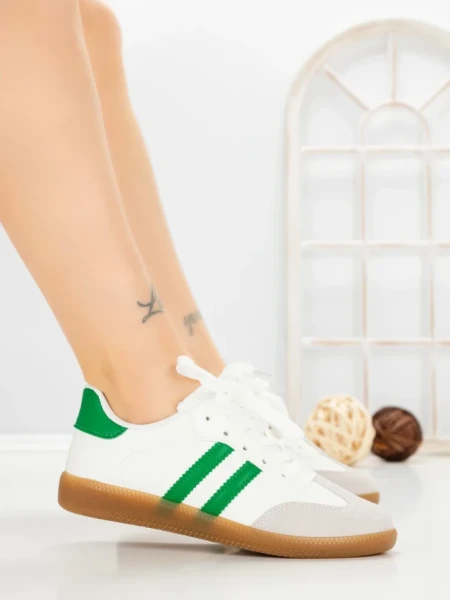Pantofi Sport Dama LA-79 WHITE-GREEN | ANDERINA
