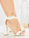 Sandale Dama cu Toc Gros FM5334 WHITE | ANDERINA
