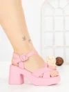 Sandale Dama cu Toc Gros si Platforma A68350 PINK | ANDERINA