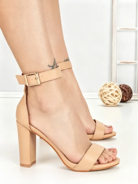 Sandale Dama cu Toc Gros 168-5A APRICOT | CHERIE