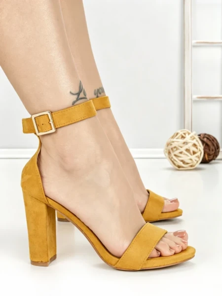 Sandale Dama cu Toc Gros 168-5 YELLOW | CHERIE