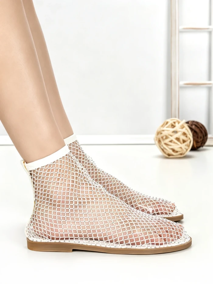 Sandale Dama cu Talpa Joasa GG-75 WHITE | EMAS