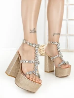 Sandale Dama cu Toc Gros si Platforma M-1 Champagne | Ch... » Reina.Ro
