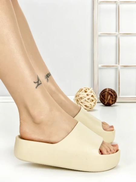 Papuci Dama cu Platforma LU019 BEIGE | GOWIN