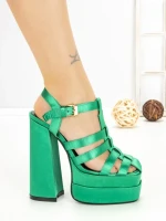 Sandale Dama cu Toc Gros si Platforma P-1287 GREEN | STEPHAN