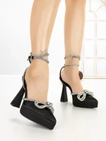 Pantofi cu Toc Gros si Platforma P-1308 BLACK | STEPHAN