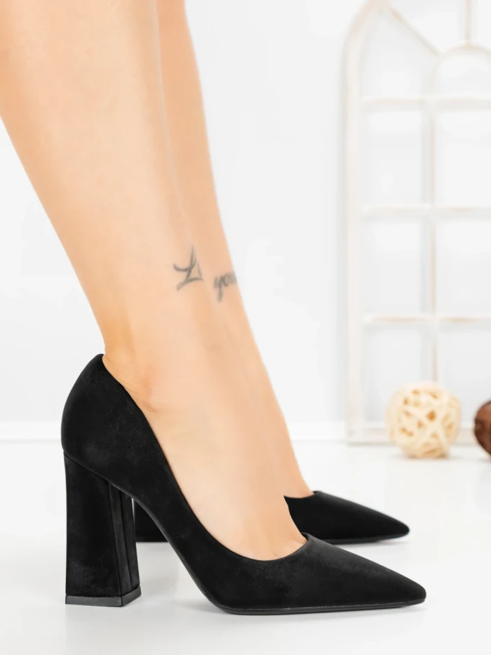 Pantofi cu Toc Gros G60-10 BLACK | FESTISIMO