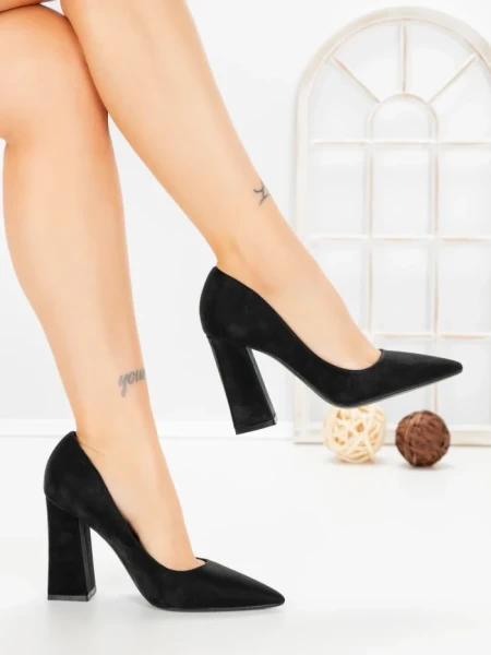 Pantofi cu Toc Gros G60-10 BLACK | FESTISIMO