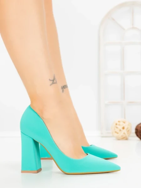 Pantofi cu Toc Gros G60-10 GREEN | FESTISIMO