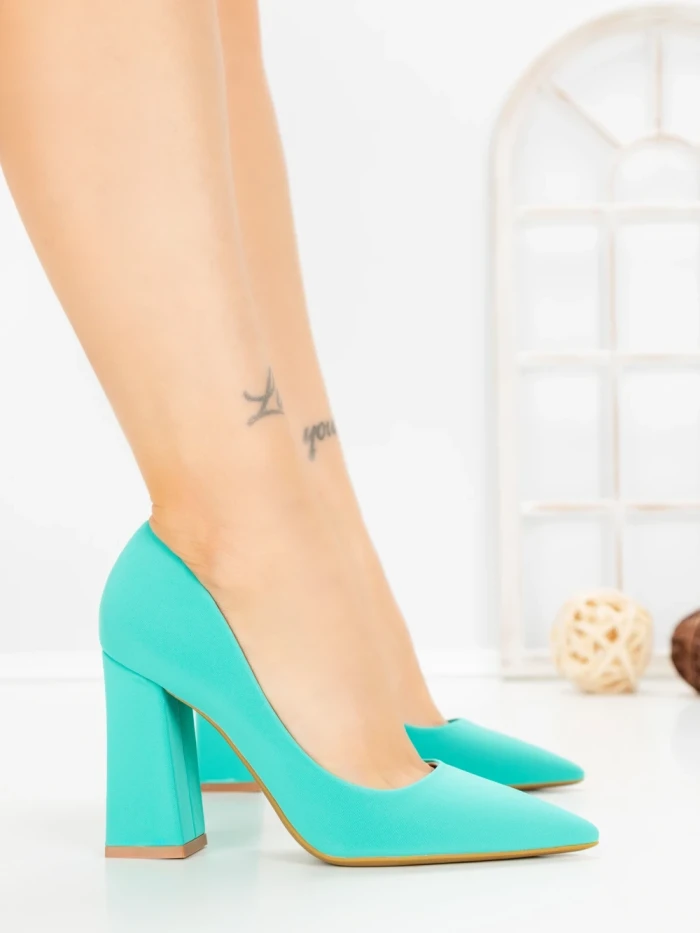 Pantofi cu Toc Gros G60-10 GREEN | FESTISIMO